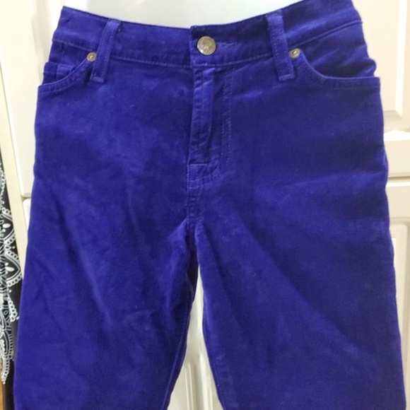 For all mankind Butt-flattering velvet Purple Blue pants 29 waist Leg 30.5 - Picture 3 of 5